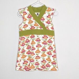Tea Collection Green Floral Sleeveless Wrap Dress 2T